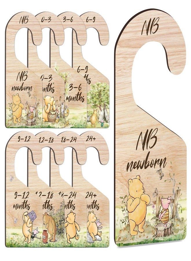 Hatzelou 8PCS Classic Winnie Baby Closet Dividers for Newborn, the Pooh Baby Nursery Decor Wooden Hanger, Winnie Clothes Dividers for Closet, Double-Sided Printing - Image 1